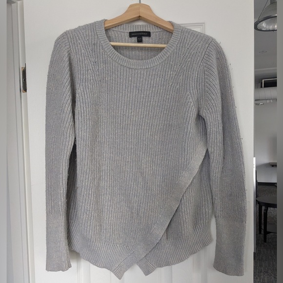 Banana Republic Sweaters - Banana Republic Grey Asymmetric Wool Knit Sweater
